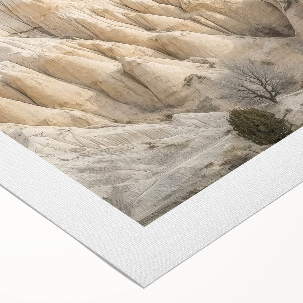 Landscape canvas print showcasing vibrant, colorful canyons with striking geological formations, rolled for easy transport and display, ideal for home decor.