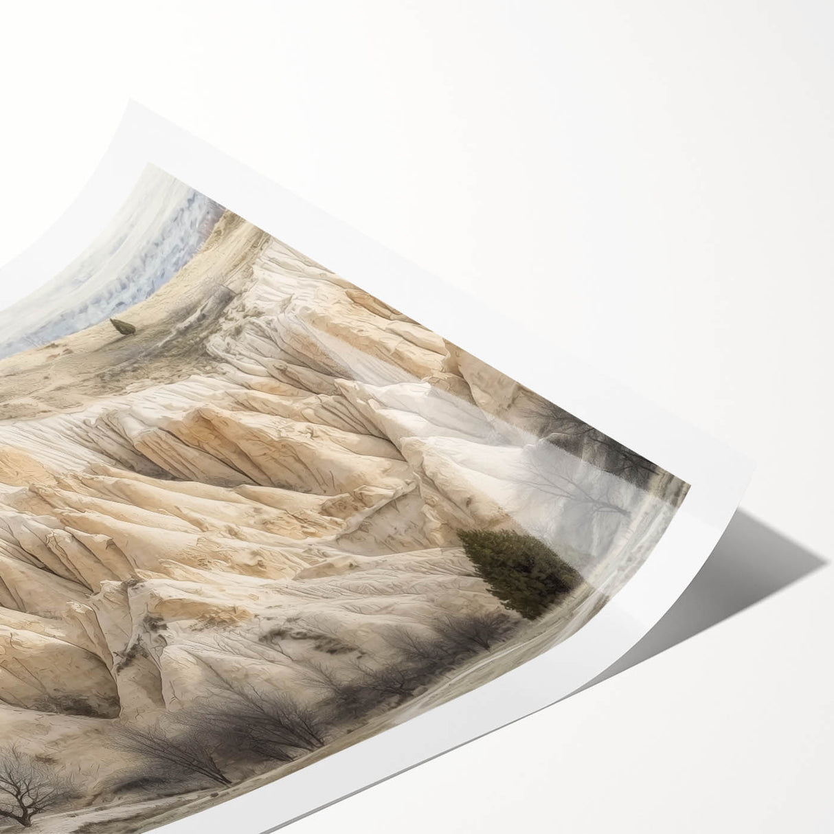 Vibrant landscape print showcasing majestic canyons at sunset, featuring rich hues of orange and purple, rolled and ready for framing, ideal for nature enthusiasts.