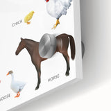 Farm Animals Kids Educational Wall Art - Learning Poster for Classrooms