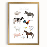 Farm Animals Kids Educational Wall Art - Learning Poster for Classrooms
