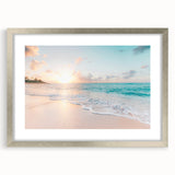 Textured abstract art print in vibrant yellows and oranges on a framed silver canvas, ideal for bedroom art.