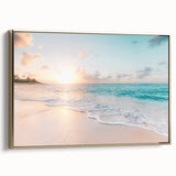 Framed canvas featuring a vintage landscape painting of a summer scene, ideal for bedroom wall decor.