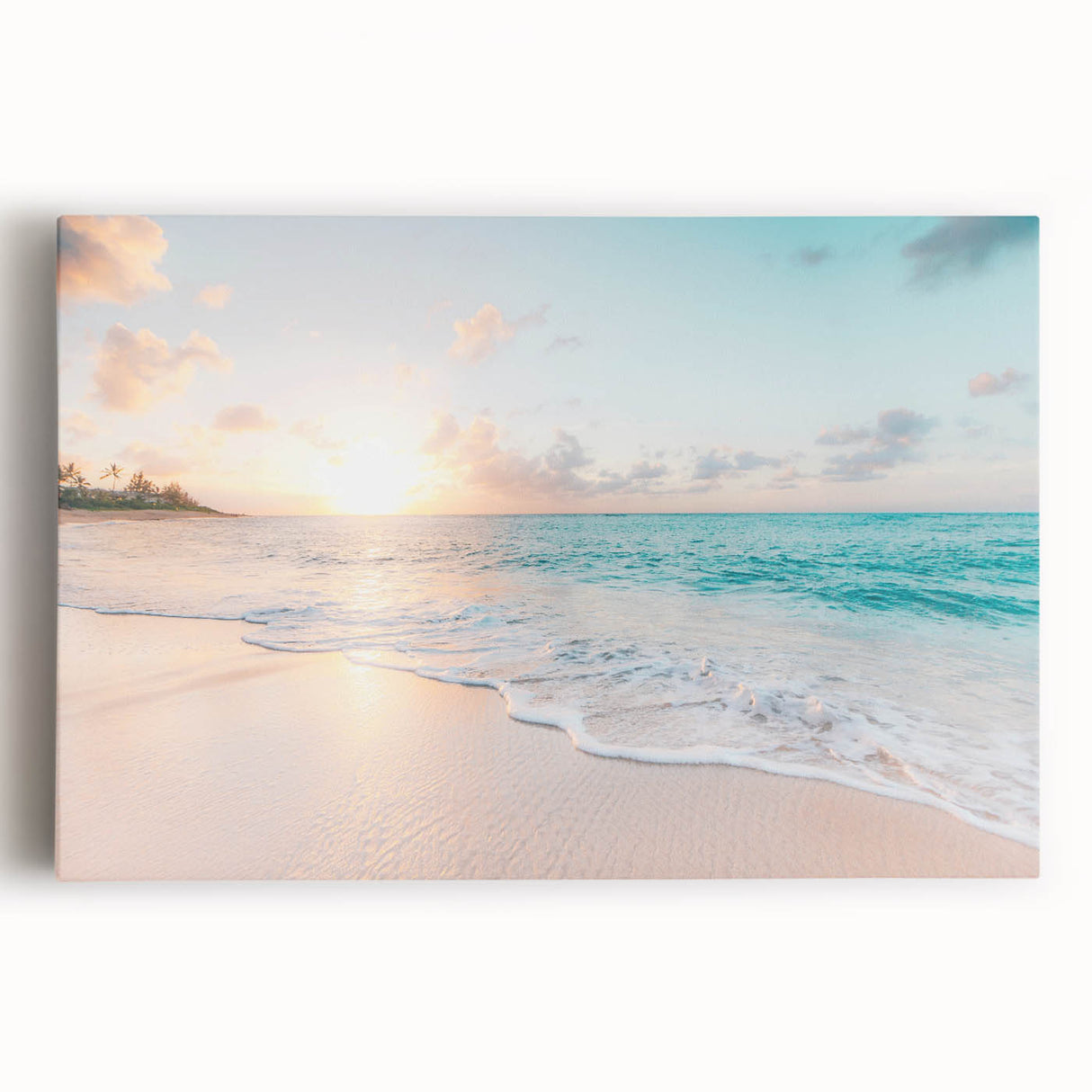 Large black and white stretched canvas featuring a minimalist summer tree design, ideal for kitchen wall art.