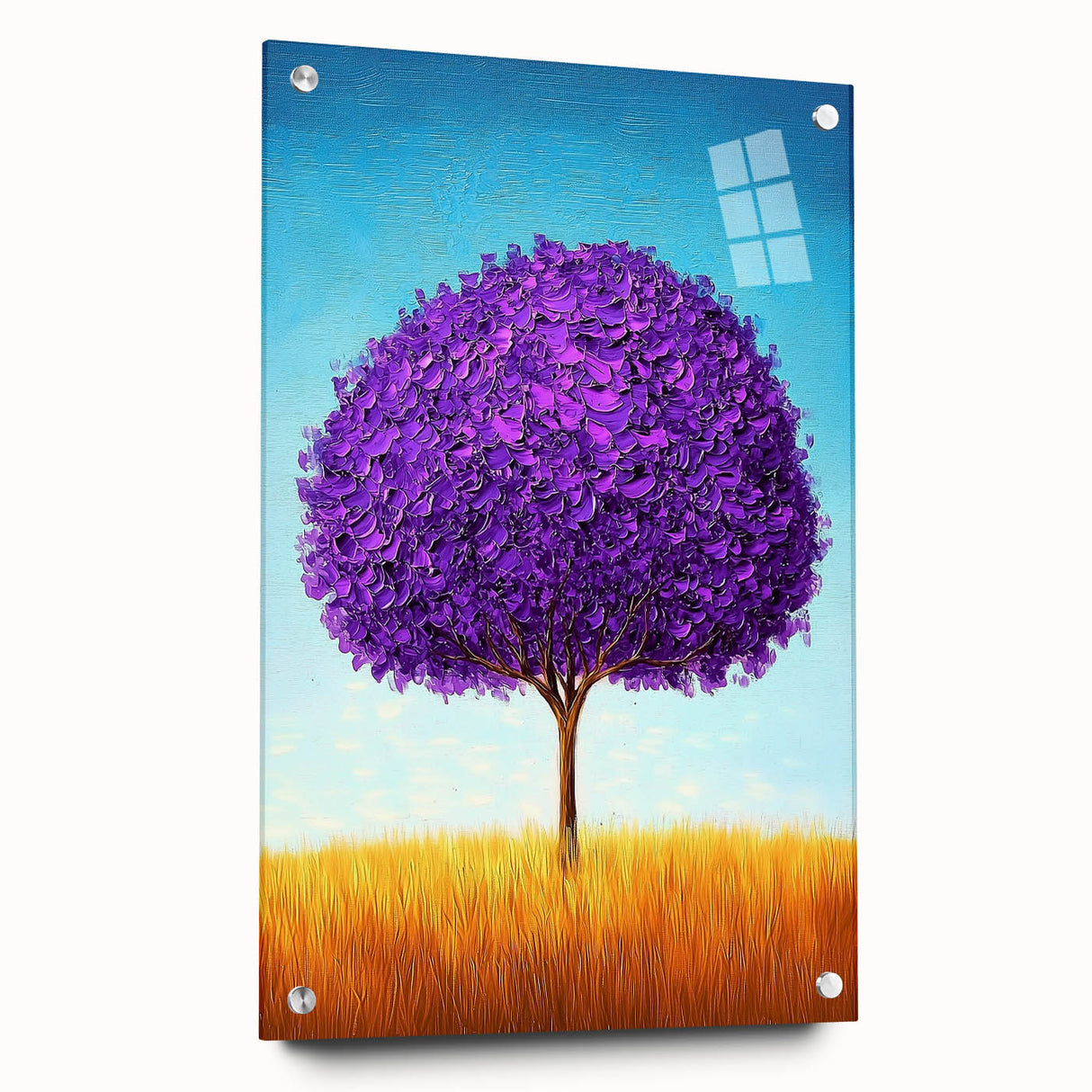 Framed Office Art – Vibrant Purple Tree Modern Office Wall Decor