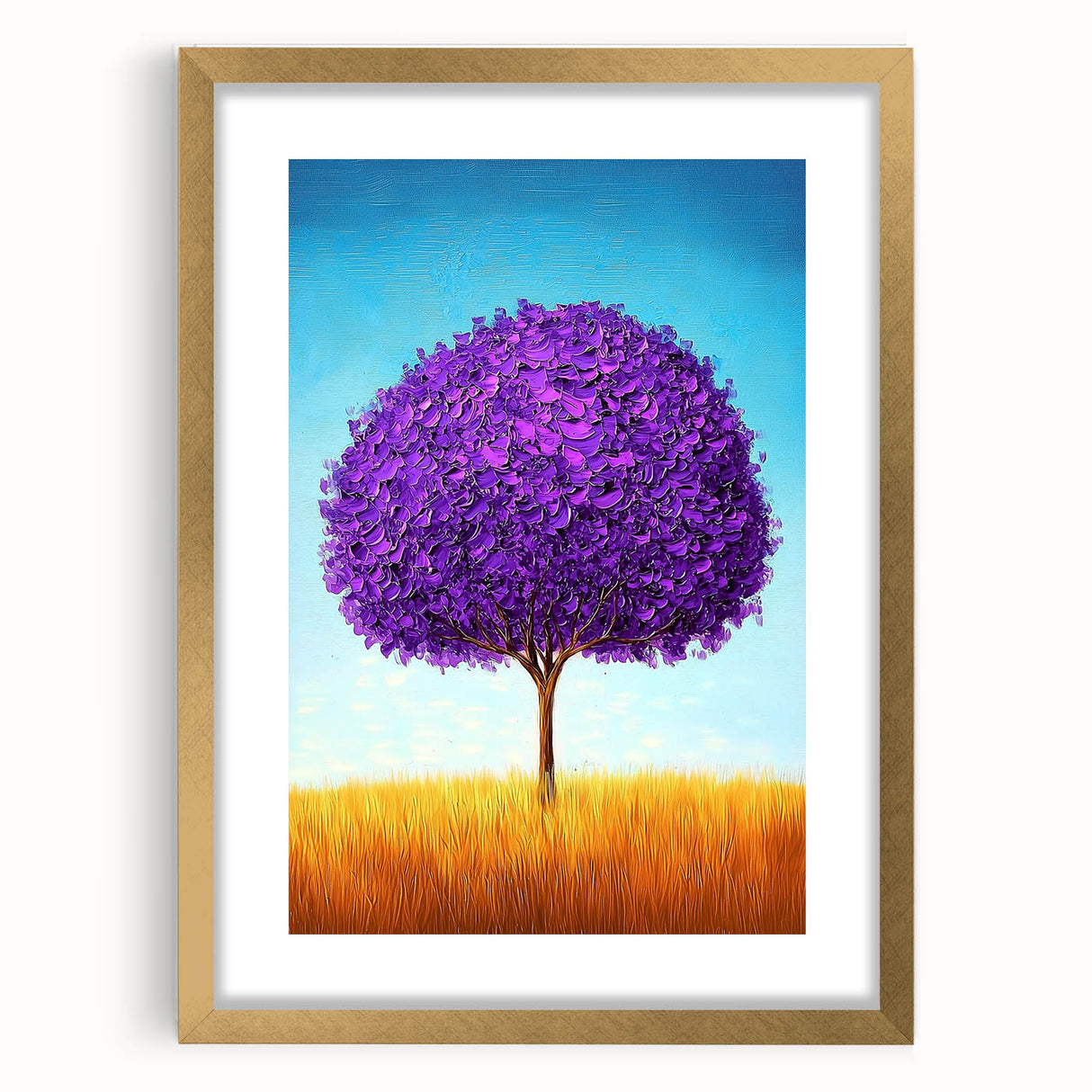 Framed Office Art – Vibrant Purple Tree Modern Office Wall Decor