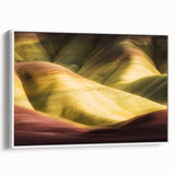 Framed canvas artwork depicting a stunning landscape of canyons, showcasing earthy tones and intricate details, perfect for enhancing home decor with a natural aesthetic.