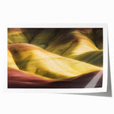 Stunning landscape print depicting vibrant canyons in rich earth tones, elegantly rolled for easy display, perfect for home decor or art enthusiasts.