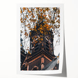 Extra large rolled print featuring a fall-themed floral design in warm orange and red tones, ideal for art wall dining room.