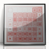Framed acrylic artwork showcasing an abstract geometric design in black, offering a modern aesthetic suitable for contemporary home decor. The piece features sharp lines and contrasting shapes, creating a striking visual impact. Ideal for adding sophistication to living spaces or offices.