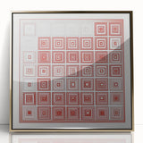 Framed abstract geometric artwork with a gold acrylic finish, showcasing intricate shapes and modern design, perfect for contemporary home decor.