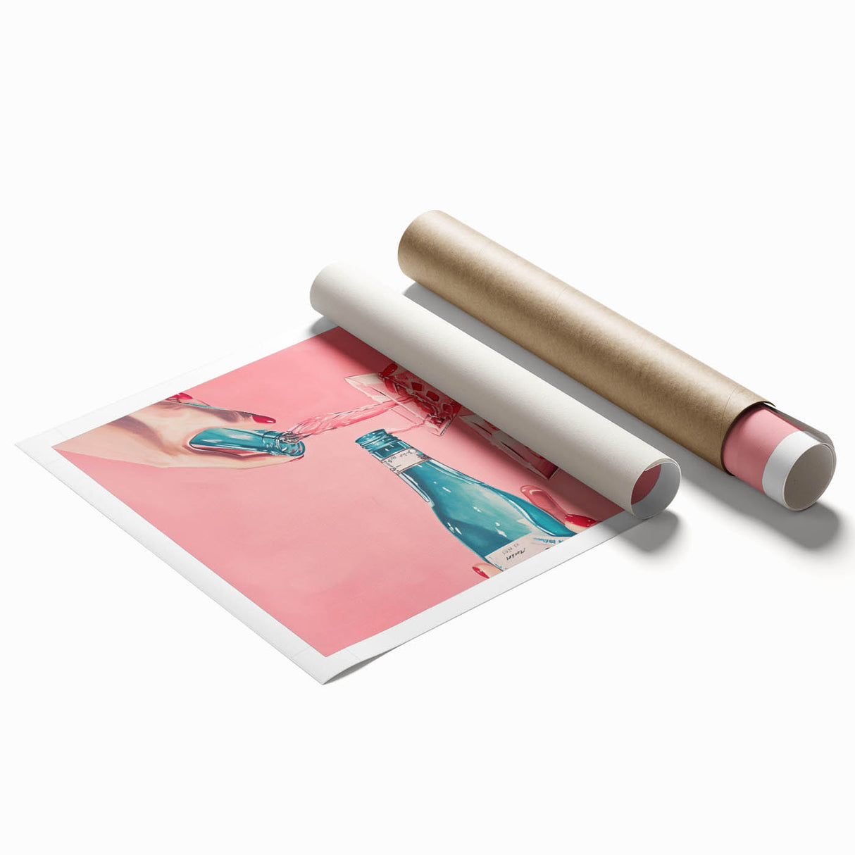 Extra large rolled print featuring delicate floral art in soft pastel shades.