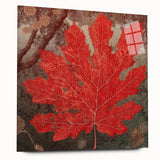 Acrylic wall art depicting vibrant flowers and botanical leaves, designed to enhance modern decor with a sleek side view showcasing its glossy finish and contemporary style. Perfect for adding a touch of nature to living spaces.
