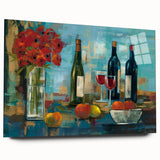 Large abstract wall art on acrylic featuring vibrant red and orange swirls, ideal for bedroom or dining room decor.