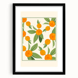 Extra large abstract art print featuring vibrant fruit motifs on a textured canvas, framed in black.