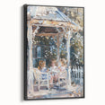 Black and white vintage poster art on framed canvas depicting a crowded food market, suited for bedroom wall decor.
