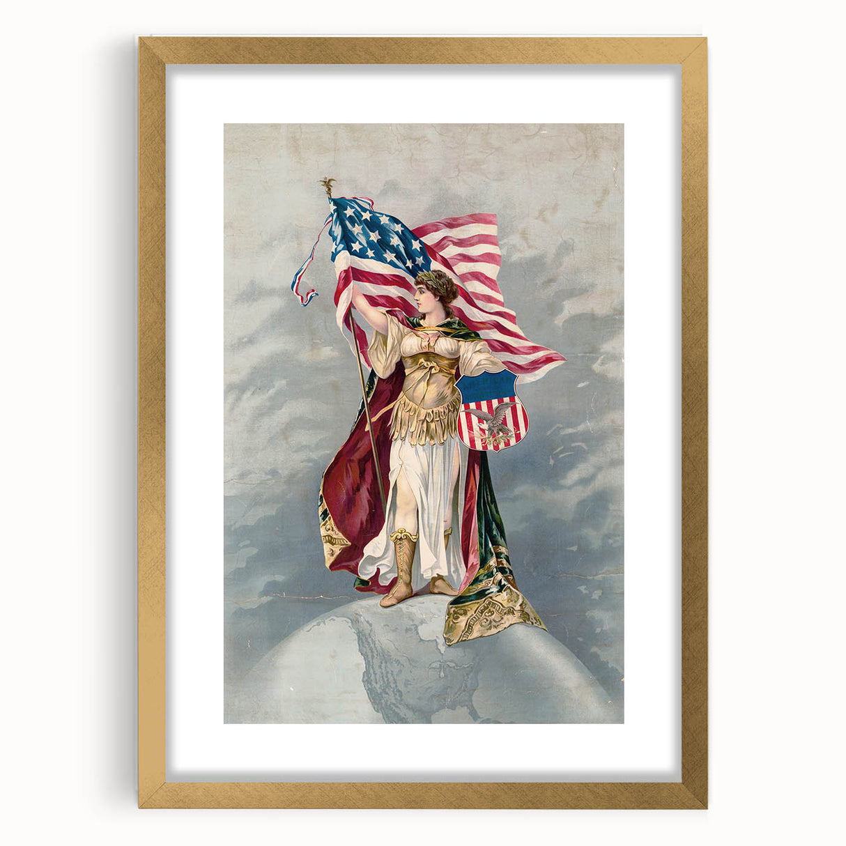 Columbia & American Flag - Red, White, and Blue Wall Art