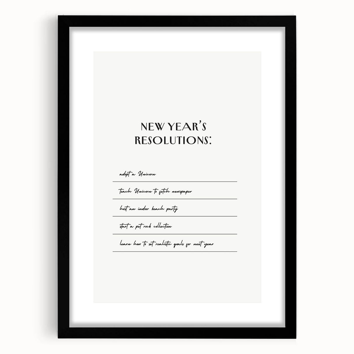 Funny New Year's Resolutions - New Year Wall Art Print