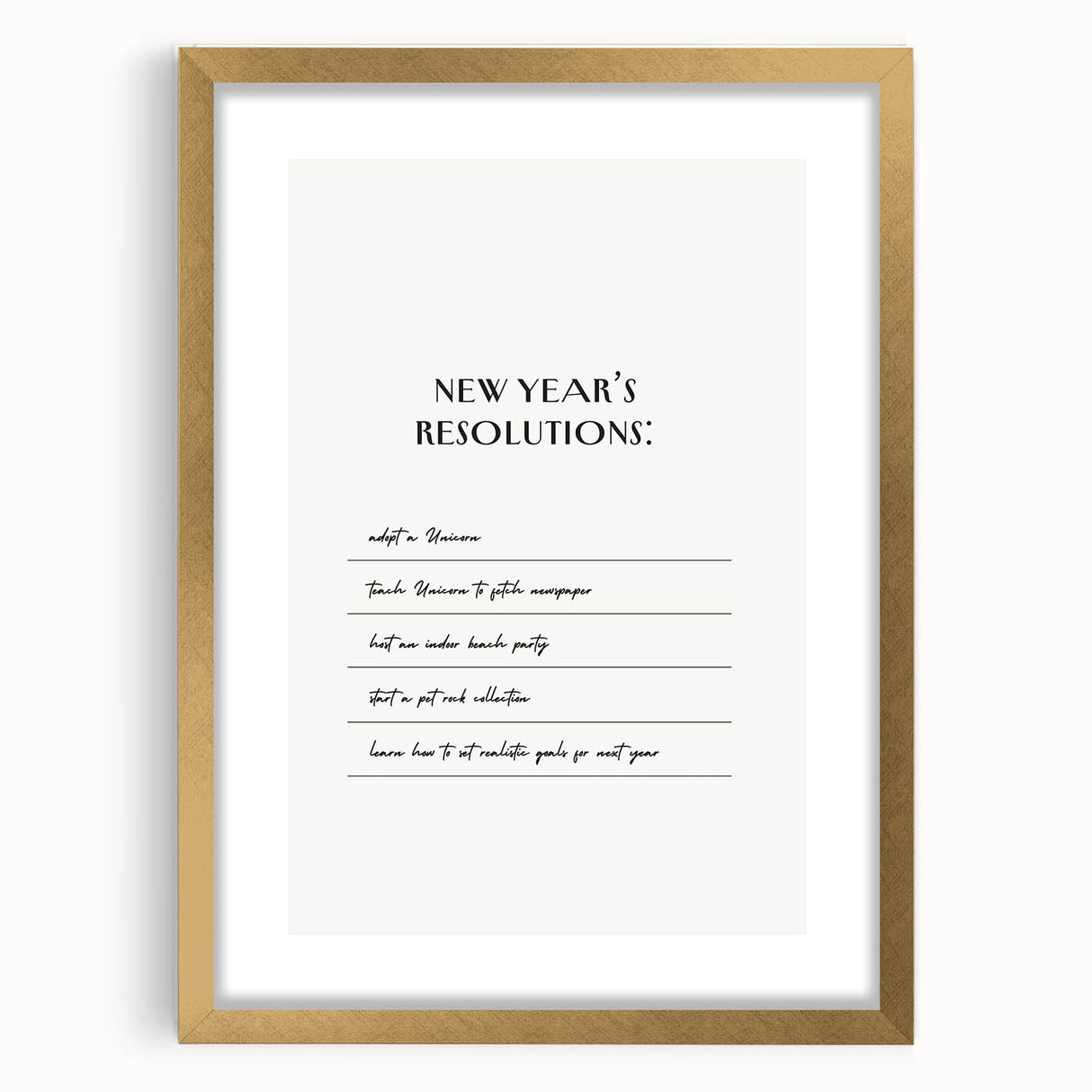 Funny New Year's Resolutions - New Year Wall Art Print