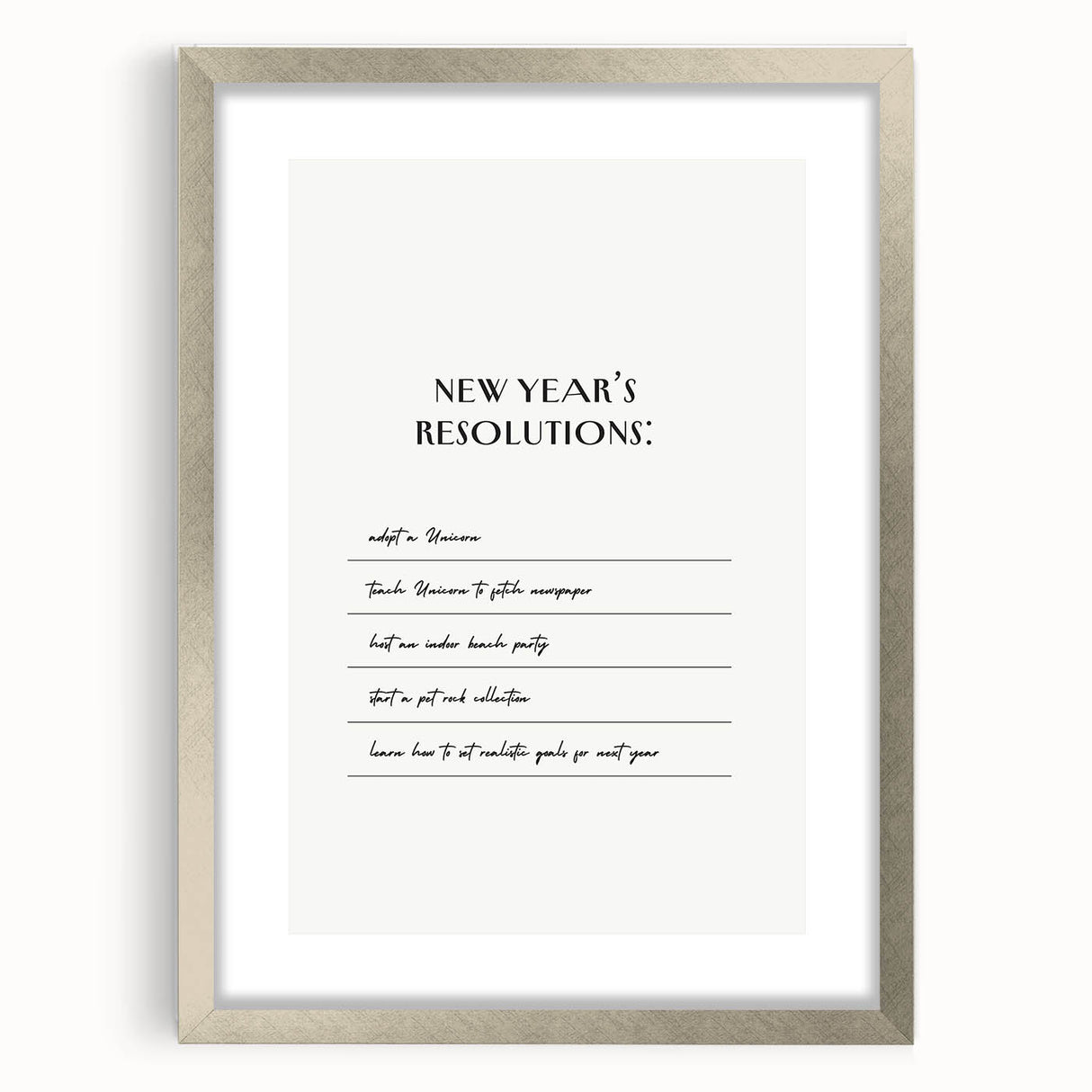 Funny New Year's Resolutions - New Year Wall Art Print