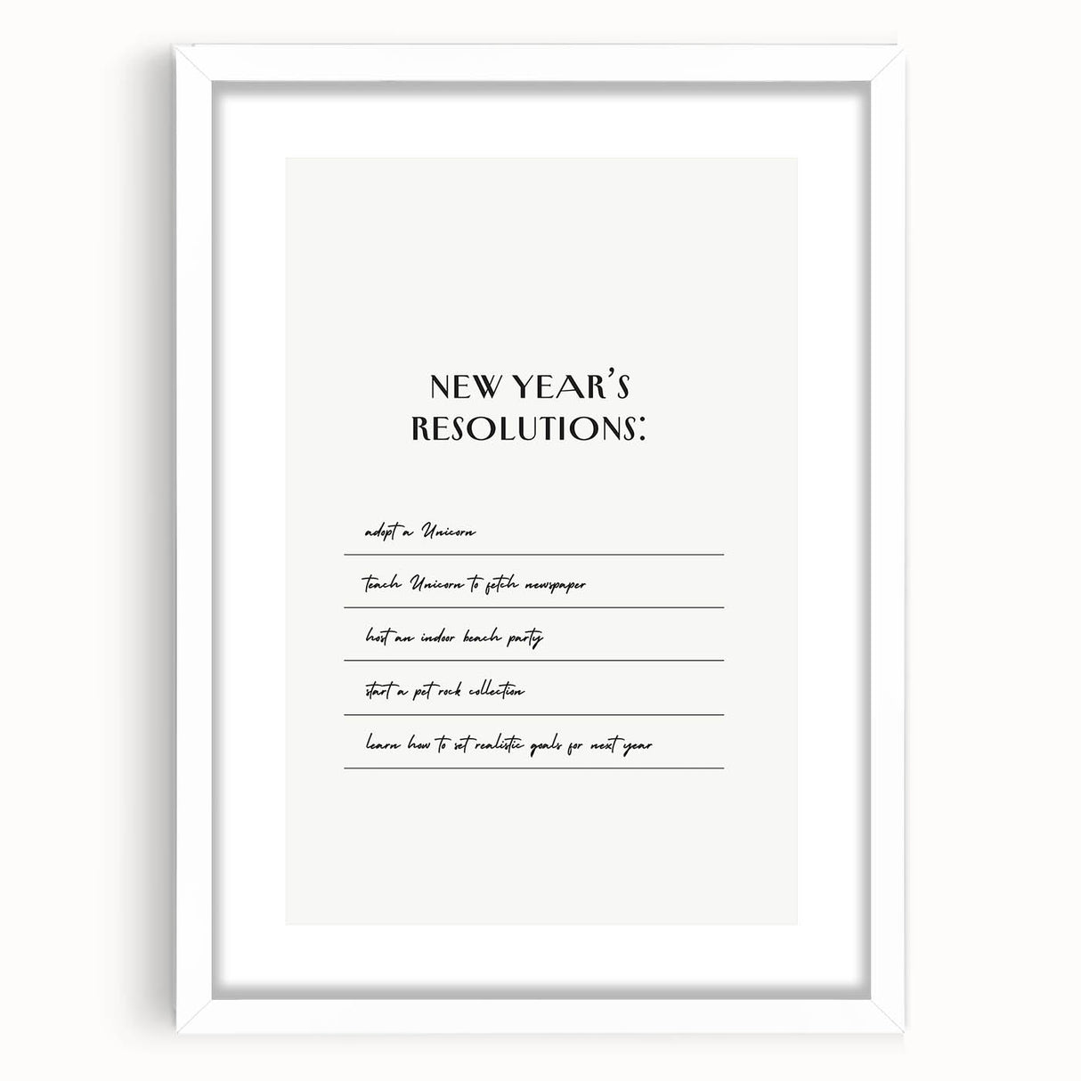 Funny New Year's Resolutions - New Year Wall Art Print