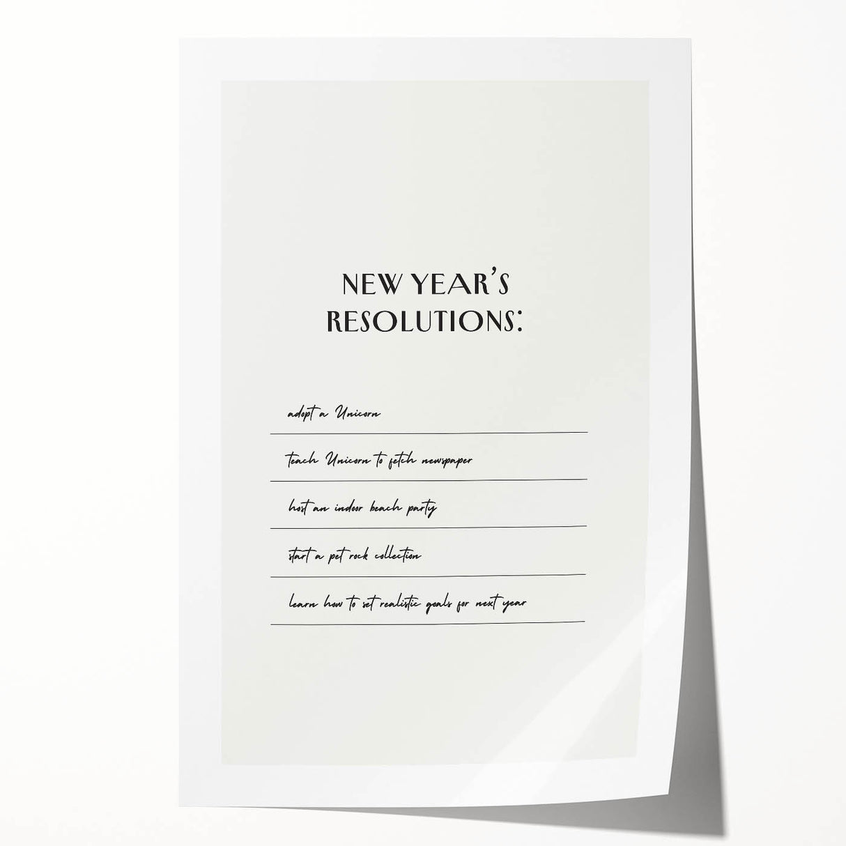 Funny New Year's Resolutions - New Year Wall Art Print