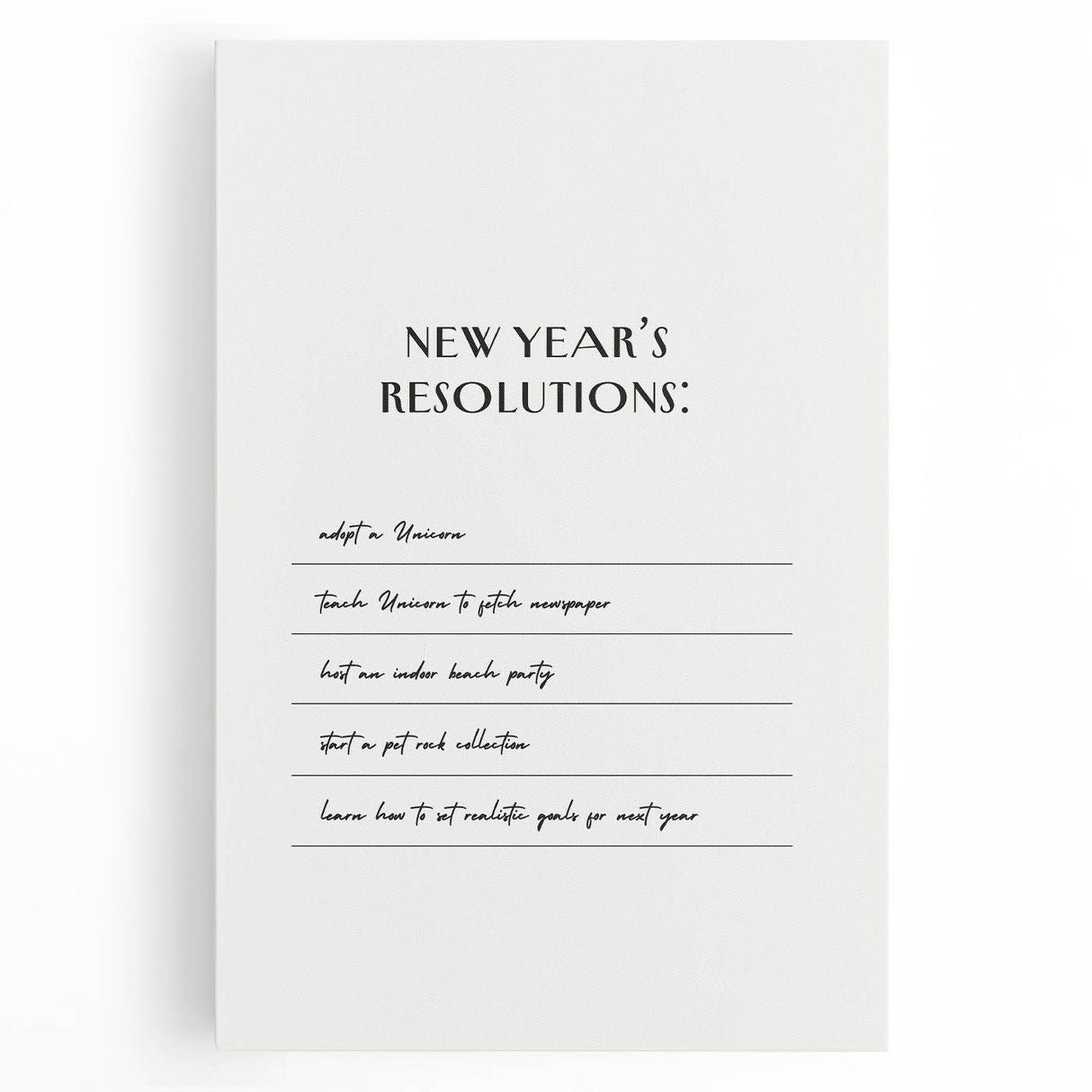 Funny New Year's Resolutions - New Year Wall Art Print