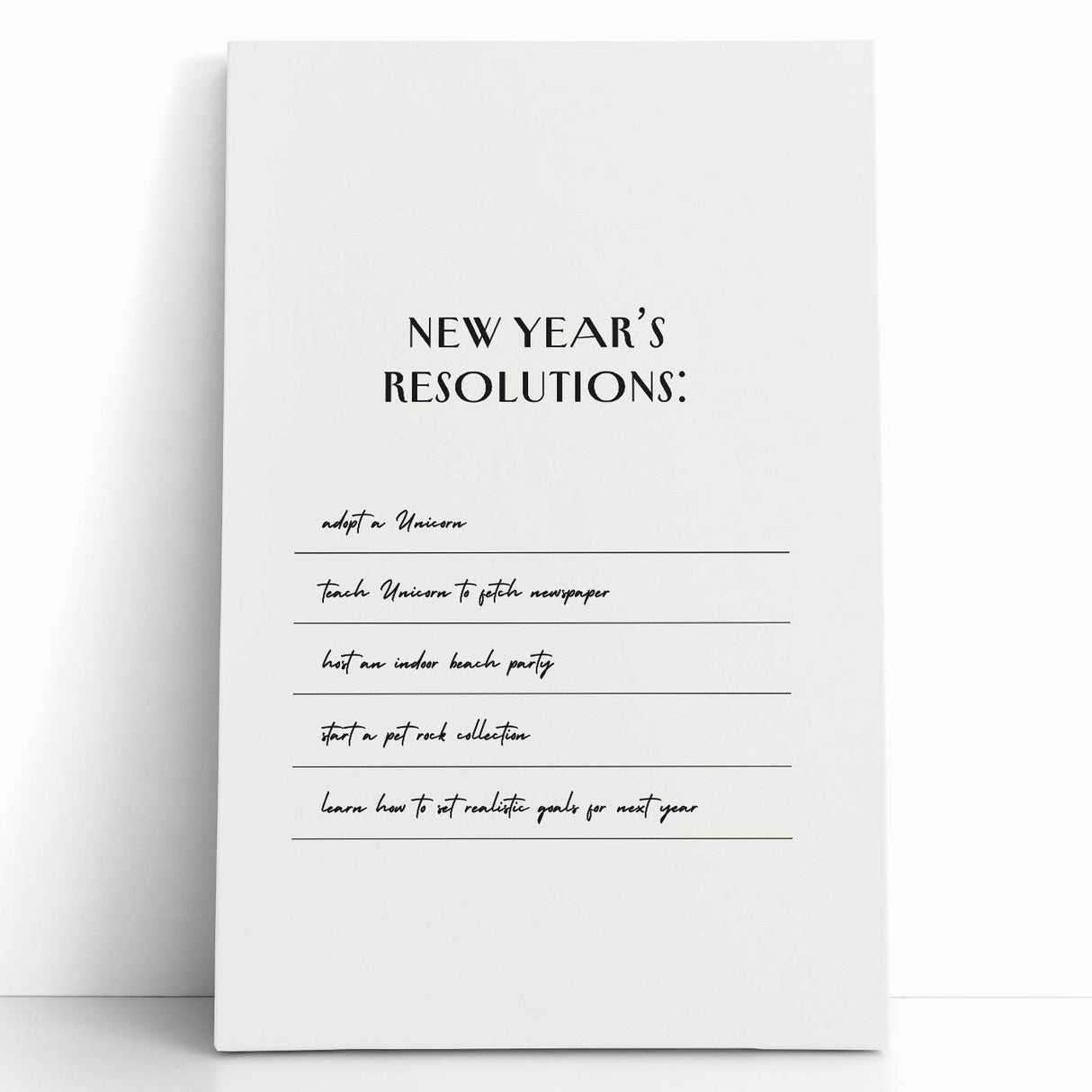 Funny New Year's Resolutions - New Year Wall Art Print
