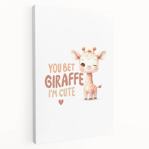 Cute Baby Giraffe Girls Room Wall Art – Nursery Animal Print