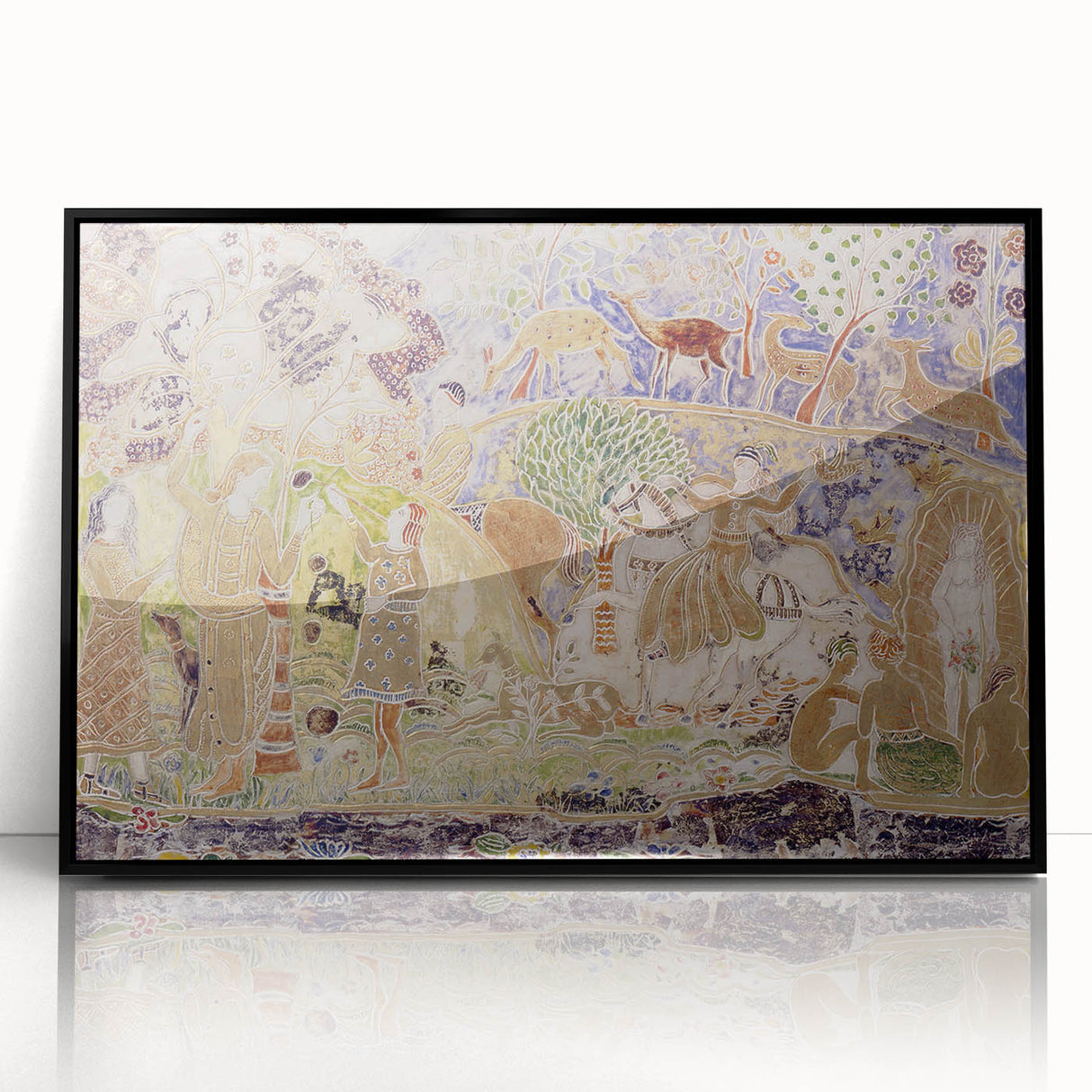 Whimsical Forest Scene - Modern Art Print of Figures and Deer by Prendergast