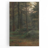 Serene Realism Art Print – Coniferous Woods with Rocks