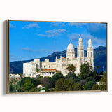 Framed canvas landscape art painting depicting a colorful Algerian scenery in vintage poster style.