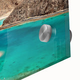 Large abstract depiction of an Egyptian landscape in muted earth tones on acrylic glass, suitable for dining room art.