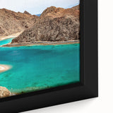 Extra large framed canvas of a textured, colorful Egyptian landscape in black, ideal for living room decor.