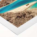 Art Deco poster of an Egyptian landscape on rolled canvas, featuring muted earth tones, ideal for dining room wall art.