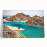 Large black and white wall art of Egyptian scenery on stretched canvas, ideal for kitchen or bedroom decor.