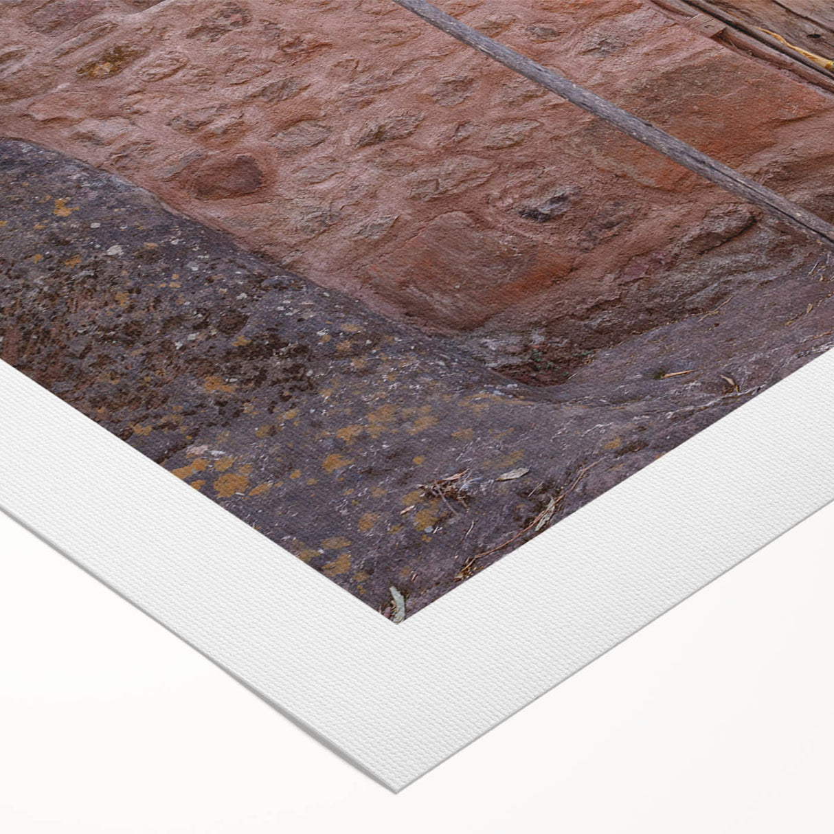 Art deco poster featuring an Ethiopian landscape in muted earth tones on rolled canvas, suitable for dining room decor.