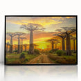 Large abstract wall art depicting a Madagascar scenery in muted earth tones, framed acrylic, ideal for modern office decor.