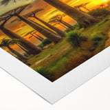 Art deco poster of a Madagascar scenery in muted earth tones on rolled canvas, ideal for dining room decor.