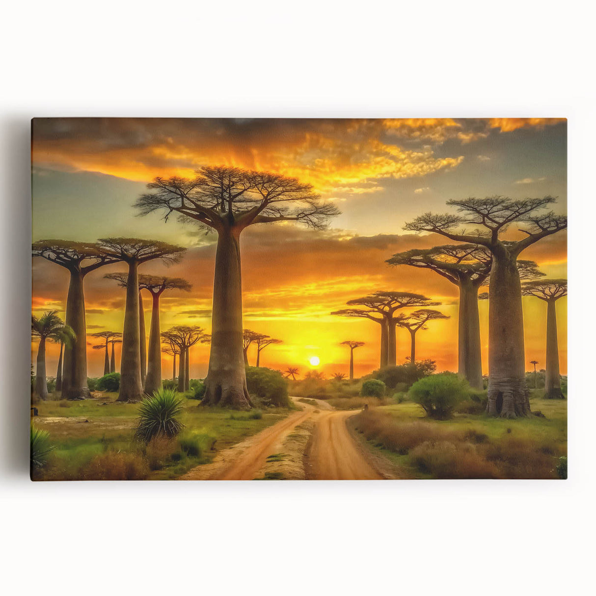 Black and white stretched canvas of Madagascar scenery, ideal for kitchen wall art.