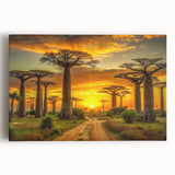Black and white stretched canvas of Madagascar scenery, ideal for kitchen wall art.