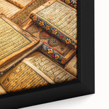 Extra large framed canvas of a textured African scenery in black with colorful accents, ideal for living room decor.
