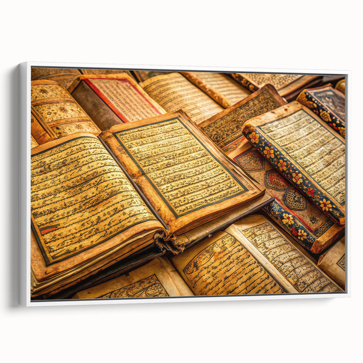 Framed canvas depicting a colorful Mali landscape with vintage poster art elements.