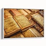 Framed canvas depicting a colorful Mali landscape with vintage poster art elements.