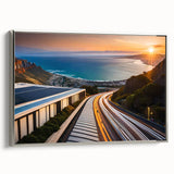 Landscape art painting of a South African scenery on a framed canvas, featuring vibrant colors against a black background.