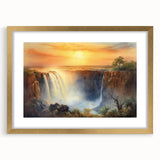 Extra large abstract art print depicting a textured African scenery in muted earth tones on a framed canvas.