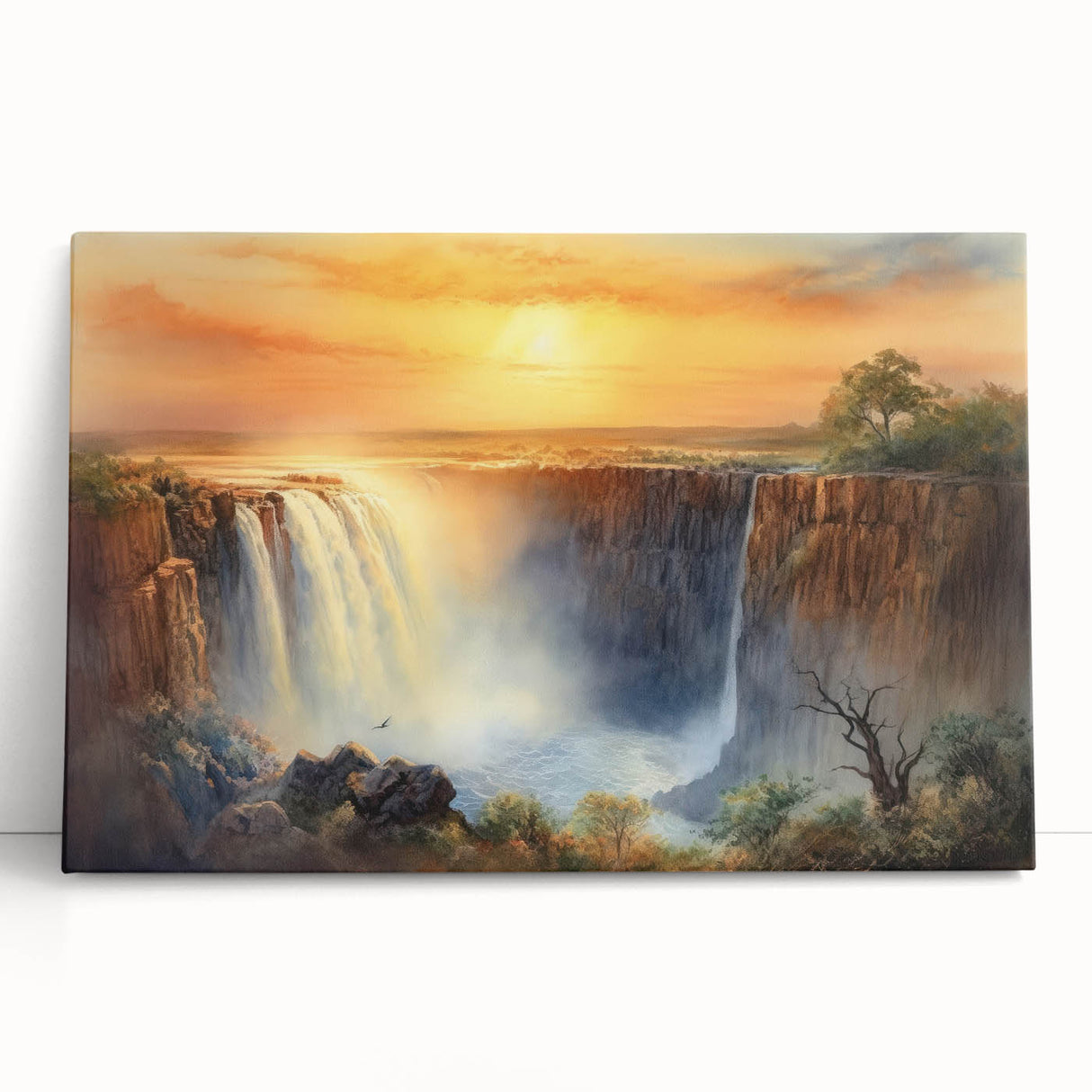 Large black and white photo of an African savannah on stretched canvas, ideal for kitchen wall art or bedroom decor.