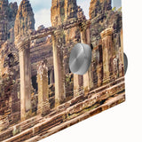 Mid-century modernist style large abstract art print of Cambodian scenery on acrylic glass, ideal for dining room art.