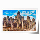 Extra large rolled print of a Cambodian landscape with vibrant greens and blues, ideal for art wall dining room.