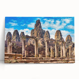 Black and white print of Cambodian landscape on stretched canvas, ideal for kitchen wall art or bedroom ambiance.