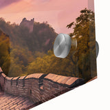 Art deco poster of the Great Wall of China in muted earth tones on acrylic glass, ideal for nursery wall art.